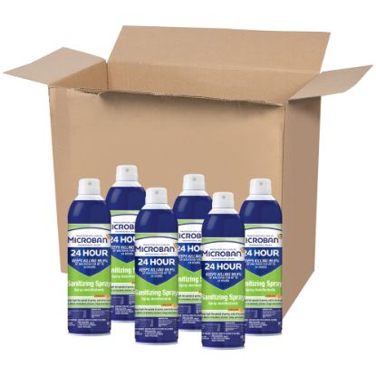 Picture of Microban 24-Hour Disinfectant Sanitizing Spray, Citrus Scent, 15 Oz, Pack Of 6 Cans