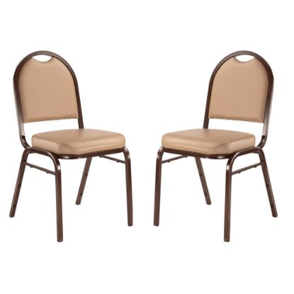 Picture of National Public Seating Dome-Back Stacking Chairs, Vinyl, French Beige/Mocha, Set Of 2