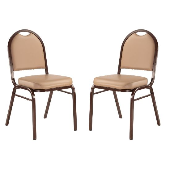 Picture of National Public Seating Dome-Back Stacking Chairs, Vinyl, French Beige/Mocha, Set Of 2