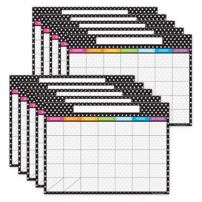 Picture of Ashley Productions Smart Poly PosterMat Pals Space Savers, 13in x 9-1/2in, Black And White Dots Calendar, Pack of 10 Calendars