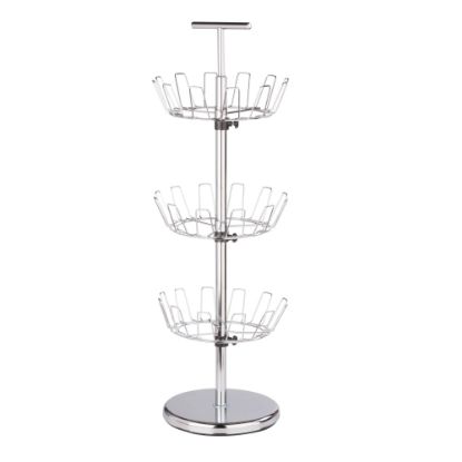 Picture of Honey-Can-Do 3-Tier Revolving Shoe Tree, 39 3/8inH x 11 1/2inW x 11 1/2inD, Chrome