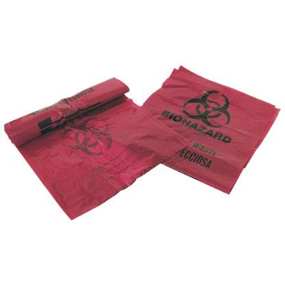 Picture of Unimed Stick-On Biohazard Infectious Waste Bags, 3 Gallons, Red, Box Of 100