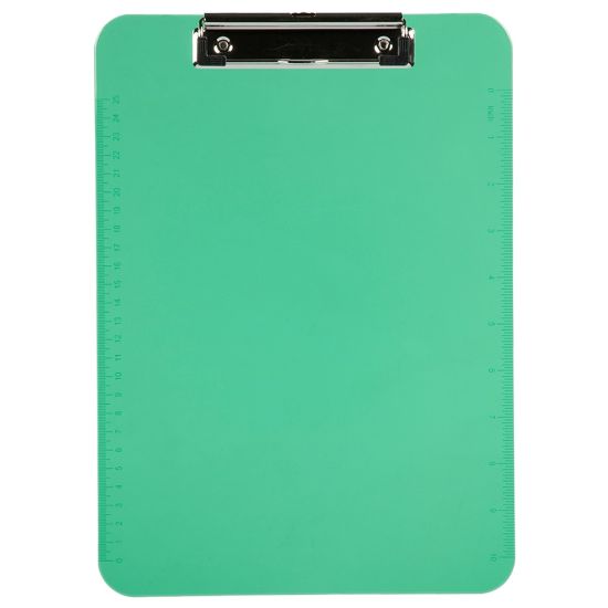 Picture of JAM Paper Plastic Clipboards with Metal Clip, 9in x 13in, Green, Pack Of 12