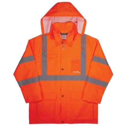 Picture of Ergodyne GloWear 8366 Lightweight Type R Class 3 High-Visibility Rain Jacket, Small, Orange