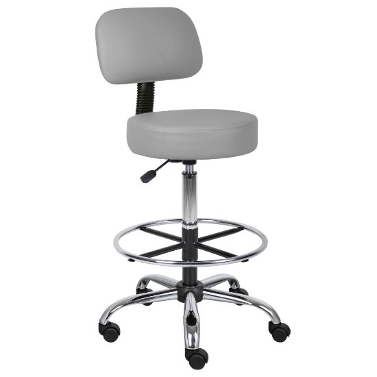 Picture of Boss Office Products Medical Drafting Stool, With Backrest, Caressoft Vinyl, Gray