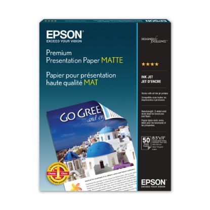 Picture of Epson Premium Presentation Paper, White, Letter (8.5in x 11in), 50 Sheets Per Pack, 44 Lb, 97 Brightness