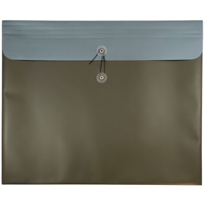 Picture of JAM Paper Plastic 15in x 18in Envelopes, Button & String Closure, Metallic Desert Sand, Pack Of 12 Envelopes