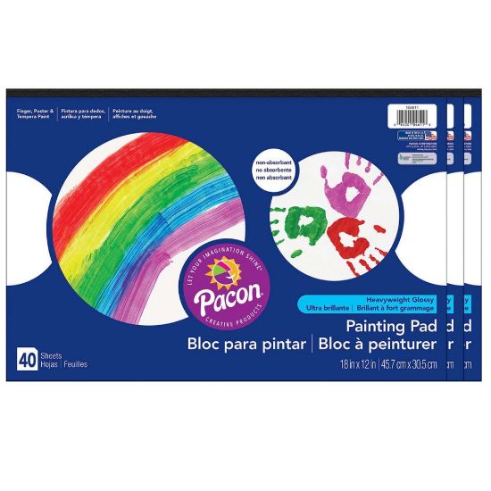 Picture of Prang Painting Paper Pads, 18in x 12in, White, 40 Sheets Per Pad, Pack of 3 Pads