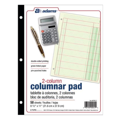 Picture of Adams Analysis Pad, 8 1/2in x 11in, 100 Pages (50 Sheets), 2 Columns, Green