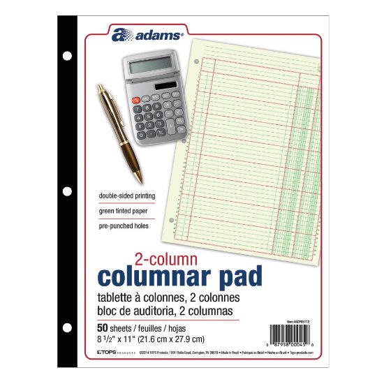 Picture of Adams Analysis Pad, 8 1/2in x 11in, 100 Pages (50 Sheets), 2 Columns, Green