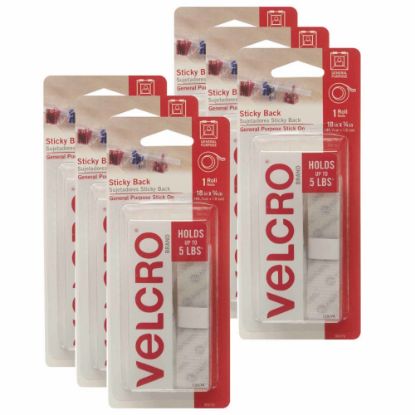 Picture of VELCRO Brand Sticky Back Tape, 3/4in x 18in, White, Pack Of 6