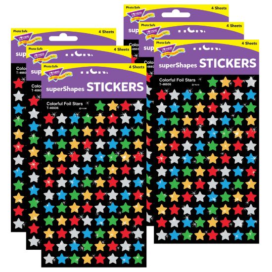 Picture of Trend superShapes Stickers, Colorful Foil Stars, 400 Stickers Per Pack, Set Of 6 Packs