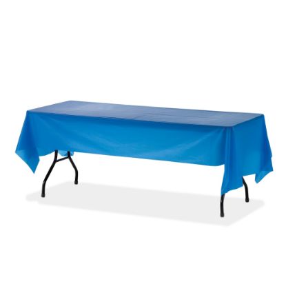 Picture of Genuine Joe Plastic Rectangular Table Covers - 108in Length x 54in Width - Plastic - Blue - 24 / Carton