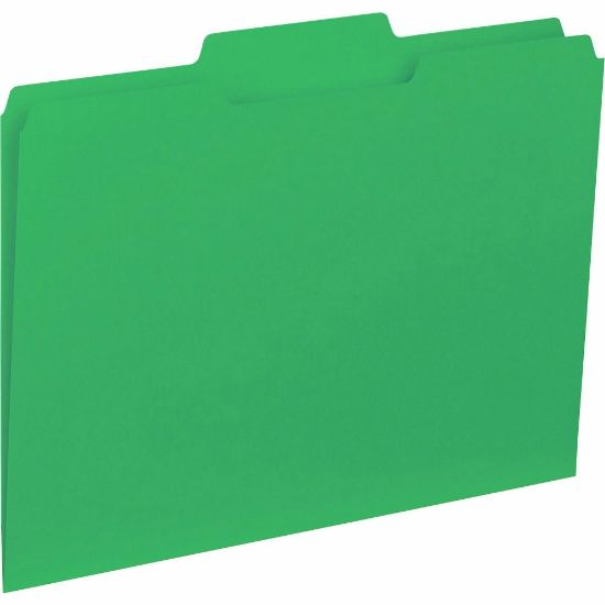 Picture of Business Source 1/3-Cut Colored Interior File Folders, 8 1/2in x 11in, Letter Size, Green, Box Of 100 Folders