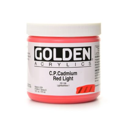 Picture of Golden Heavy Body Acrylic Paint, 16 Oz, Cadmium Red Light (CP)