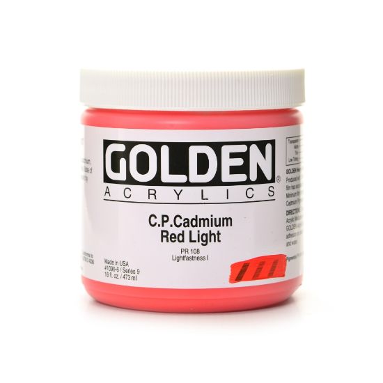 Picture of Golden Heavy Body Acrylic Paint, 16 Oz, Cadmium Red Light (CP)