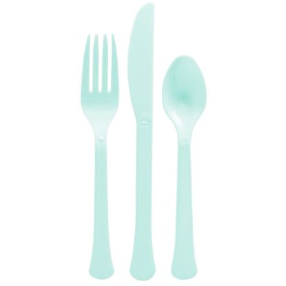 Picture of Amscan Boxed Heavyweight Cutlery Assortment, Robin's Egg Blue, 200 Utensils Per Pack, Case Of 2 Packs