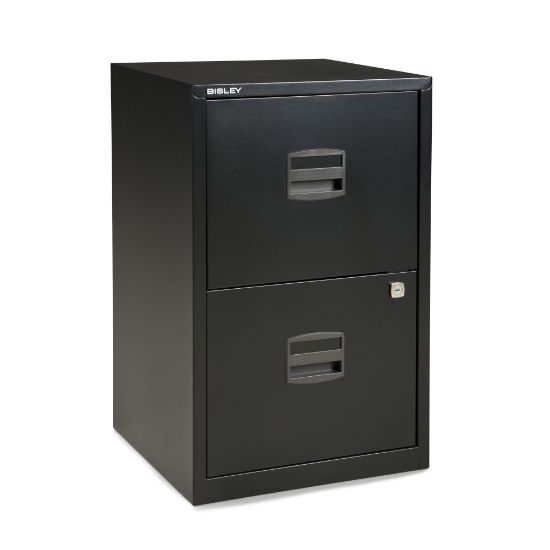 Picture of Bisley 14-13/16inD Vertical 2-Drawer Under-Desk File Cabinet, Black