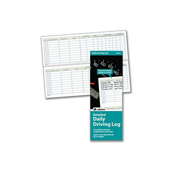 Picture of Adams Detailed Daily Driving Log, 9in x 3 1/4in, White, 48 Pages (24 Sheets)