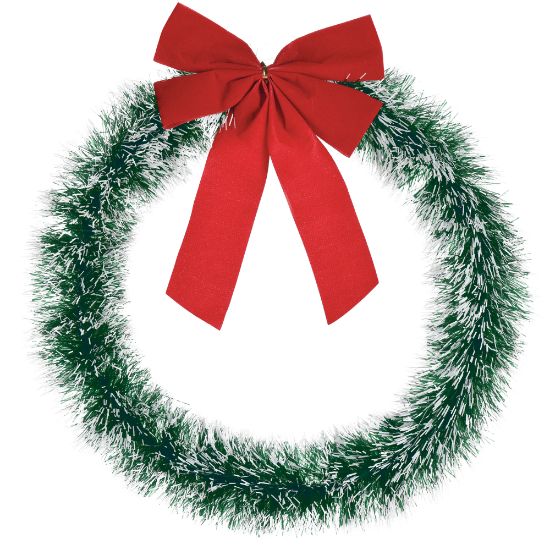 Picture of Amscan Christmas 16in Artificial Pine Frosted 3-Piece Wreath, Green