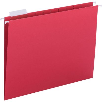 Picture of Business Source 1/5 Tab Cut Letter Recycled Hanging Folder - 8 1/2in x 11in - Red - 10% Recycled - 25 / Box