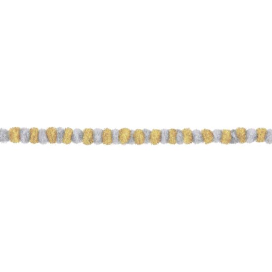 Picture of Amscan Christmas Tinsel Pom-Pom Garlands, 9ft, Silver/Gold, Pack Of 2 Garlands