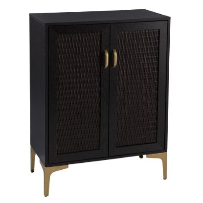 Picture of SEI Furniture Rolliston 2-Door 28inW Bar Cabinet, Black/Gold