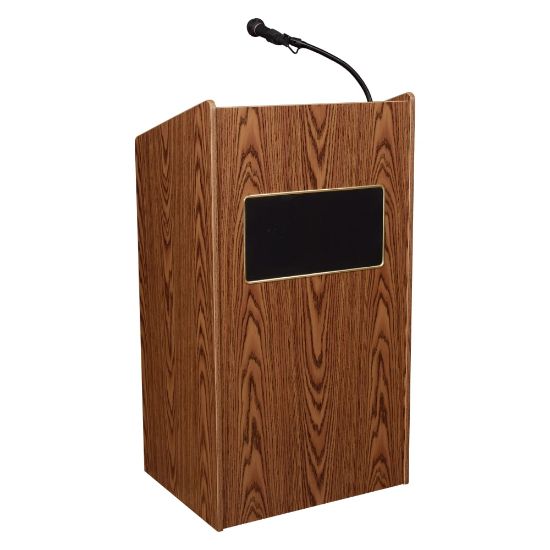 Picture of Oklahoma Sound The Aristocrat Sound Lectern With Sound & Wireless Headset Microphone, Medium Oak