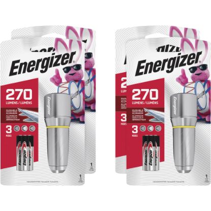 Picture of Energizer Vision HD Compact Flashlight - LED - 270 lm Lumen - 3 x AA - Battery - Metal, Alloy - Chrome - 4 / Carton