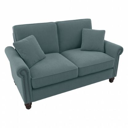 Picture of Bush Furniture Coventry 61inW Loveseat, Turkish Blue Herringbone, Standard Delivery