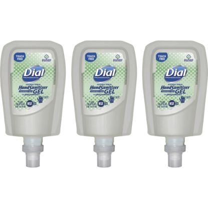 Picture of Dial Hand Sanitizer Gel Refills, 33.8 Oz, Fragrance-Free, Carton Of 3 Refills