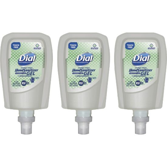 Picture of Dial Hand Sanitizer Gel Refills, 33.8 Oz, Fragrance-Free, Carton Of 3 Refills