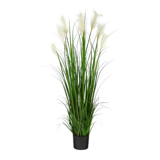 Picture of Nearly Natural Plume Grass 54inH Artificial Plant With Planter, 54inH x 27inW x 27inD, Green/Black