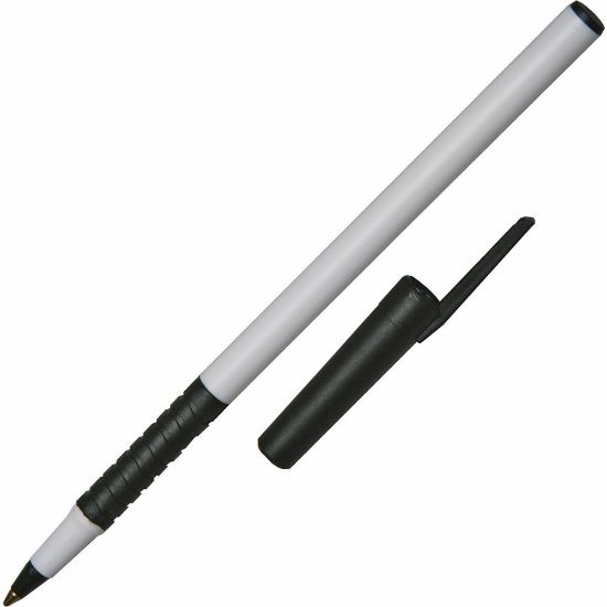 Picture of SKILCRAFT Alphabasic Ballpoint Pens With Grip, Medium Point, White Barrel, Black Ink, Pack Of 12 (AbilityOne 7520-01-557-3155)