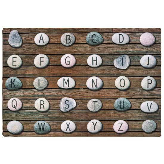 Picture of Carpets for Kids Pixel Perfect Collection Alphabet Stones Seating Rug, 6ft x 9ft, Gray