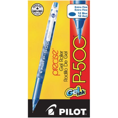 Picture of Pilot Gel Ink Rollerball Pens, P-500, Extra-Fine Point, 0.5 mm, Blue Barrel, Blue Ink, Pack Of 12 Pens