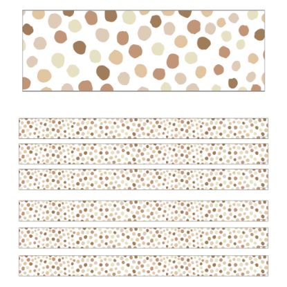 Picture of Carson Dellosa Education Straight Borders, Schoolgirl Style Simply Stylish Natural Polka Dots, 36ft Per Pack, Set Of 6 Packs