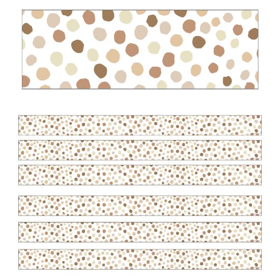 Picture of Carson Dellosa Education Straight Borders, Schoolgirl Style Simply Stylish Natural Polka Dots, 36ft Per Pack, Set Of 6 Packs