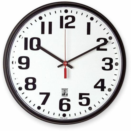 Picture of Skilcraft Self-Set Wall Clock, 12in, Black Frame (AbilityOne 6645-01-557-3148)