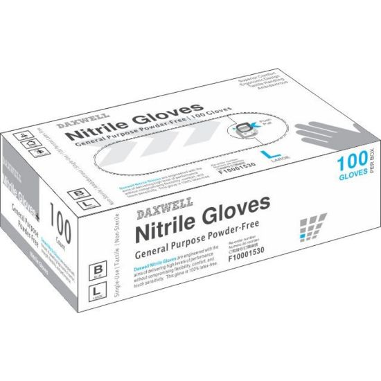 Picture of Powder-Free Nitrile Gloves, Large, Box Of 100