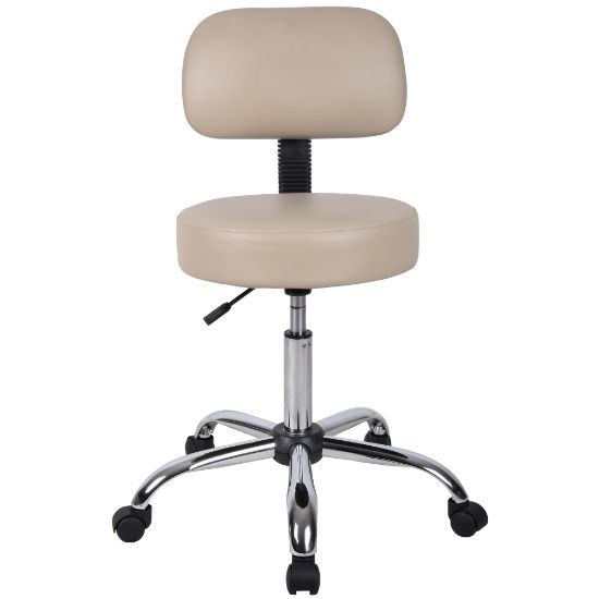 Picture of Boss Office Products Antimicrobial Medical Stool With Back, Beige/Chrome