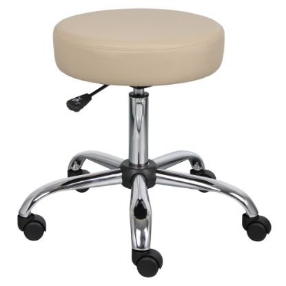 Picture of Boss Office Products Caressoft Medical Stool with Antimicrobial Protection, Beige/Chrome