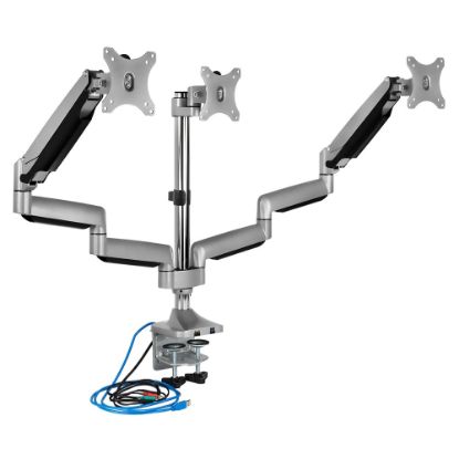 Picture of Mount-It! MI-2753 Triple-Monitor Mount, 15inH x 19inW x 7.5inD, Silver