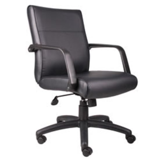 Picture of Boss Office Products Ergonomic Bonded Leather Executive Mid-Back Chair, Black