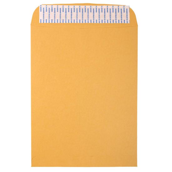 Picture of JAM Paper Open-End Envelopes, 9-1/2in x 12-1/2in, Peel & Seal Closure, Brown Kraft, Pack Of 500 Envelopes