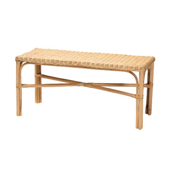 Picture of bali & pari Cacaban Modern Bohemian Accent Bench, 17-3/4inH x 38-5/8inW x 15inD, Natural Brown