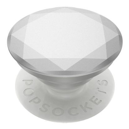 Picture of PopSockets Phone Stand, 1.5inH x 1.5inW x 0.25inD, Metallic Diamond Silver