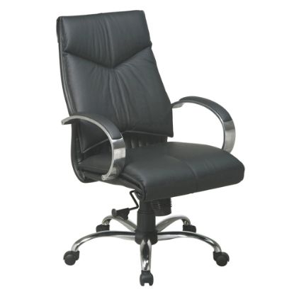 Picture of Office Star Deluxe Bonded Leather Mid-Back Chair, Black/Chrome