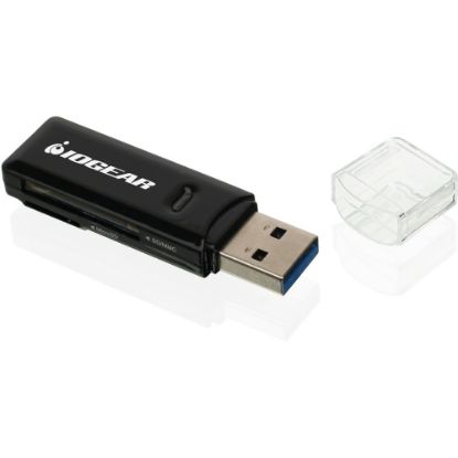 Picture of IOGEAR Compact USB 3.0 SDXC/MicroSDXC Card Reader/Writer - SD, SDHC, SDXC, MultiMediaCard (MMC), Micro Size MultiMediaCard (MMC), Reduced Size MultiMediaCard (MMC), miniSD, microSD, miniSDHC, microSDHC, microSDXC, .. - USB 3.0External - 1 Pack