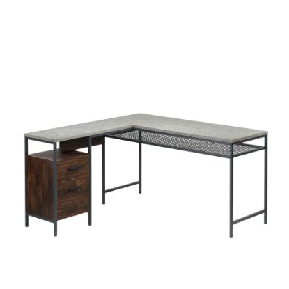 Picture of Sauder Market Commons 56inW L-Shaped Corner Desk, Rich Walnut/Slate Gray